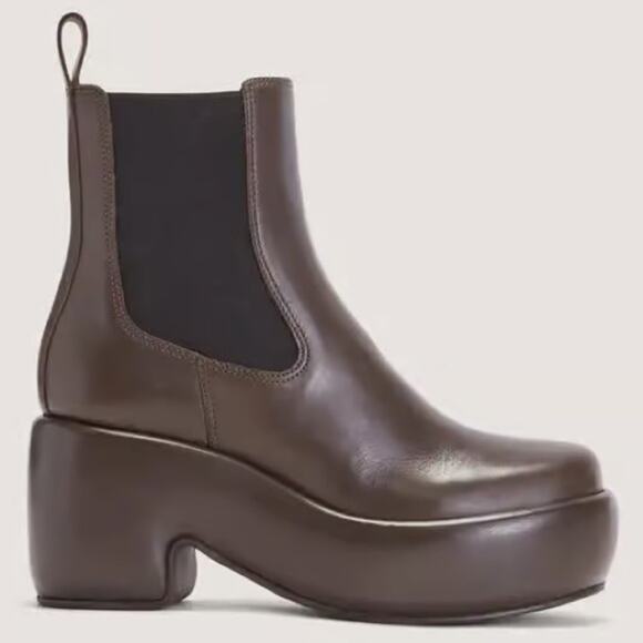 EVERLANE The Puffa Chelsea Boot Brown Leather Pull On High Heel Platform 8.5 - Picture 10 of 10